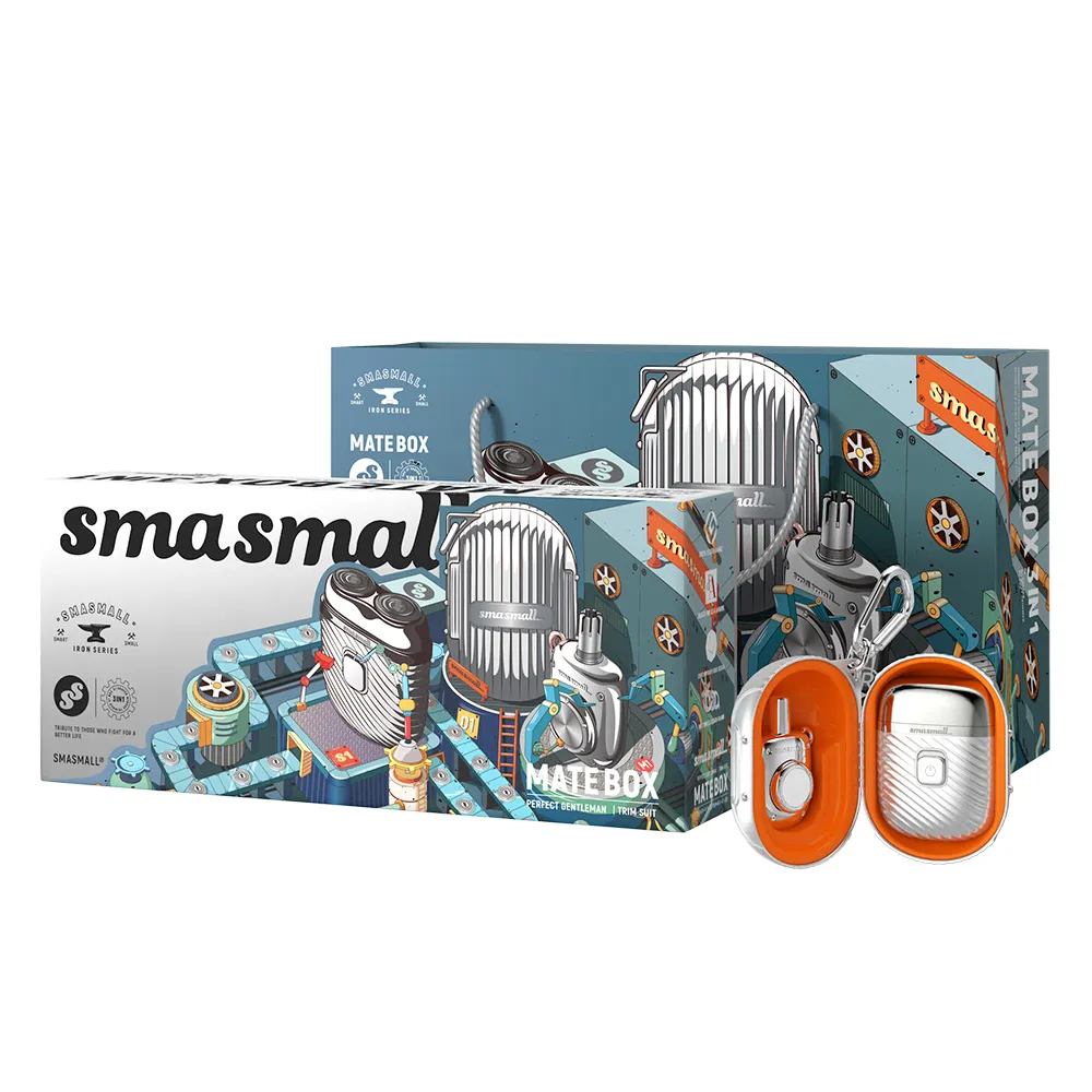 【SMASMALL 昔馬】昔馬玩美紳士電動刮鬍刀禮盒(刮鬍刀＆鼻毛刀&收納蛋三合一組/男生禮物)