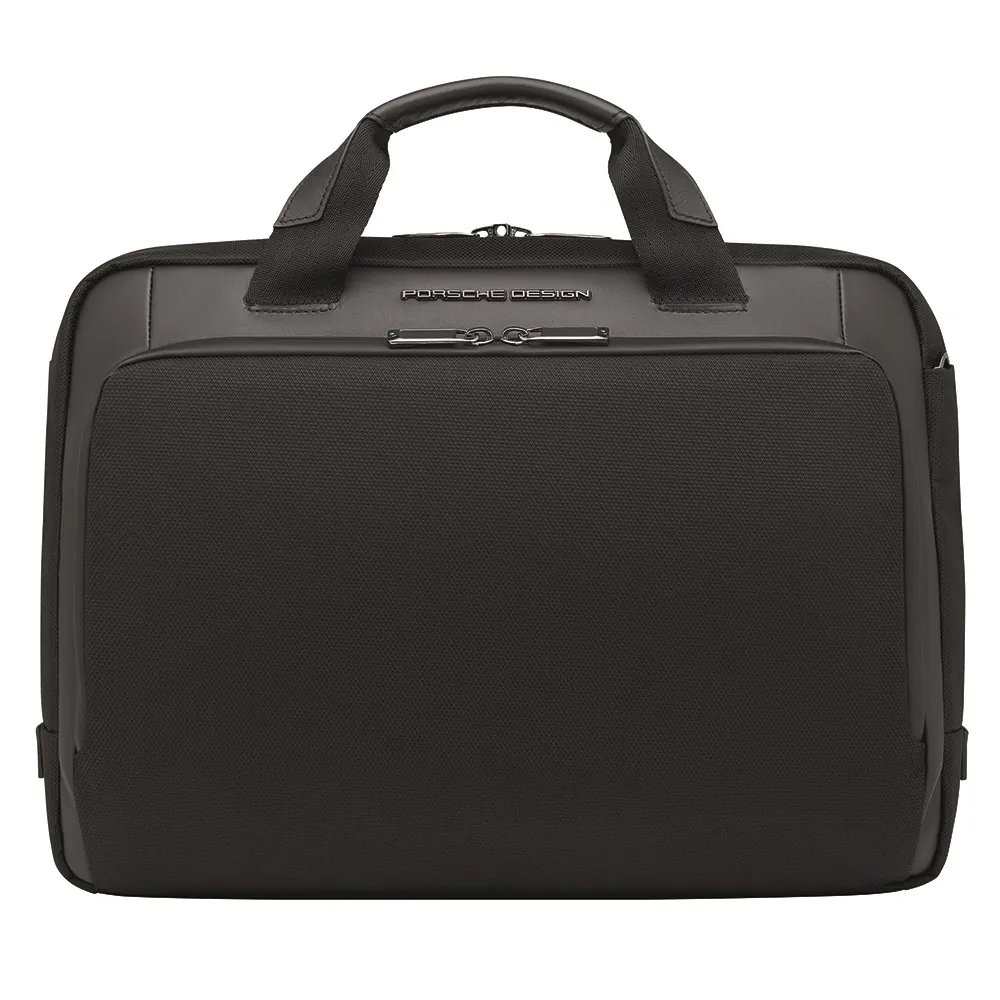 【Porsche Design 保時捷】限量3折 德國頂級小牛皮皮革旅行公事包肩背包 全新專櫃展示品(黑色 ONY1500)