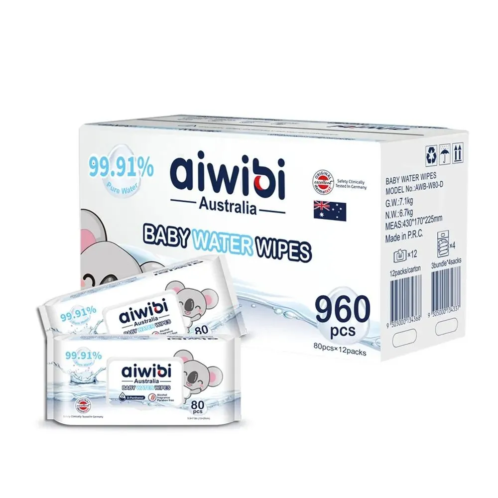 【Aiwibi 愛薇彼】EDI純水嬰兒濕紙巾 80抽x24包 箱購(敏感肌適用 無味加厚款 口手適用)