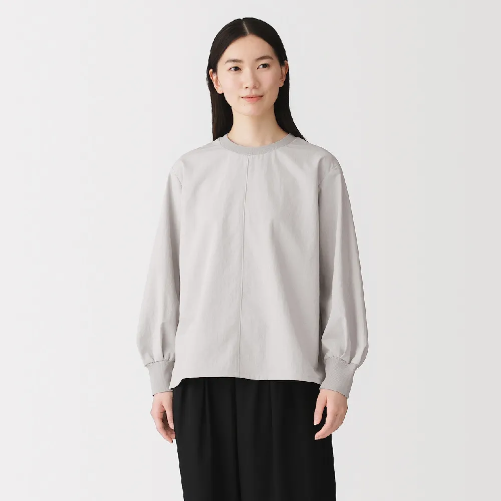 【MUJI 無印良品】女針織拼接套衫式T恤(淺灰/黑色/暗藍)