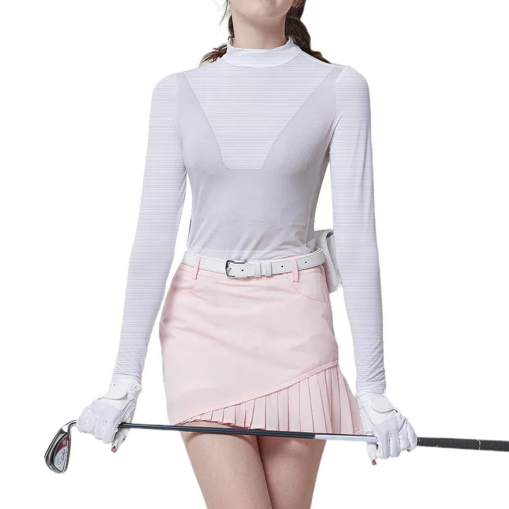 【GoPlayer】斷碼出清 女抗UV快乾防曬衣V型-白(高爾夫防曬打底衣 冰絲涼感抗UV內搭衣)