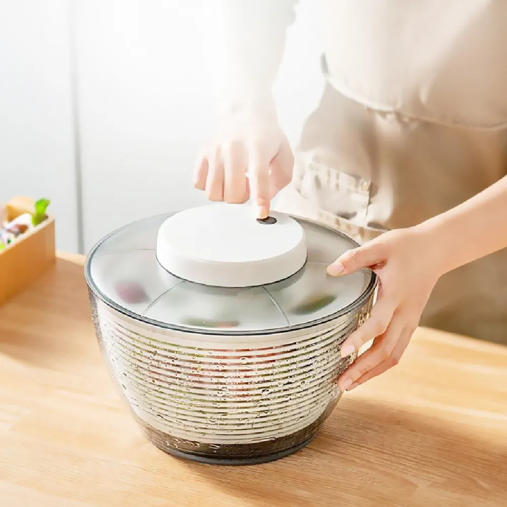【廚房好幫手】省力高效科技電動脫水器4.5L(大容量 瀝水籃 蔬果甩乾 洗菜籃 迷你脫水機 小型洗菜機)