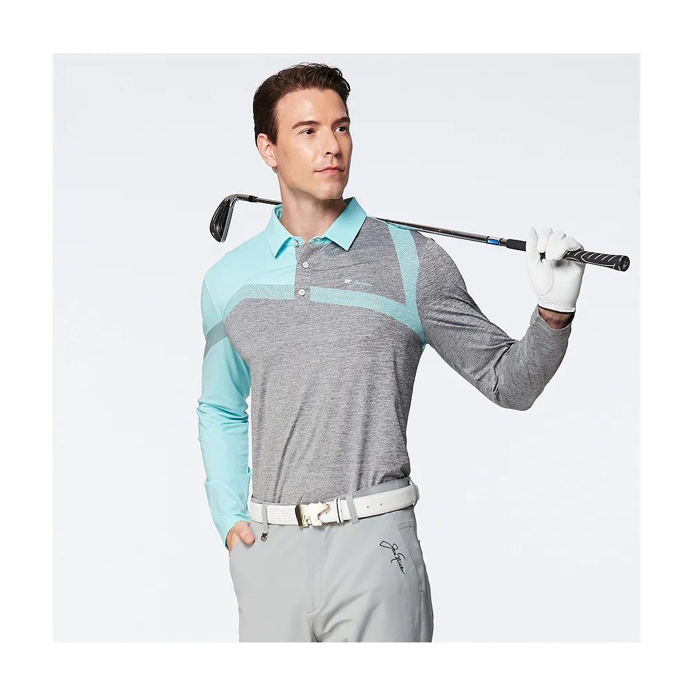 【Jack Nicklaus 金熊】GOLF男款彈性濕排汗高爾夫球衫/POLO衫(藍色)