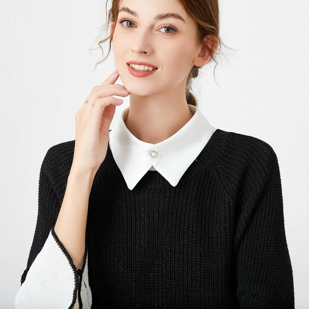 【米蘭精品】現貨限搶 假領子襯衫領片(雪紡尖領通勤層次感女裝配件10款74ko26)