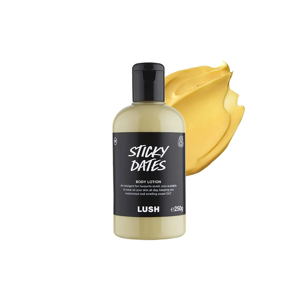【LUSH 嵐舒】Sticky Dates 椰棗布丁潤膚乳 250g(身體乳/香草/荷荷巴油/安息香/檀香)