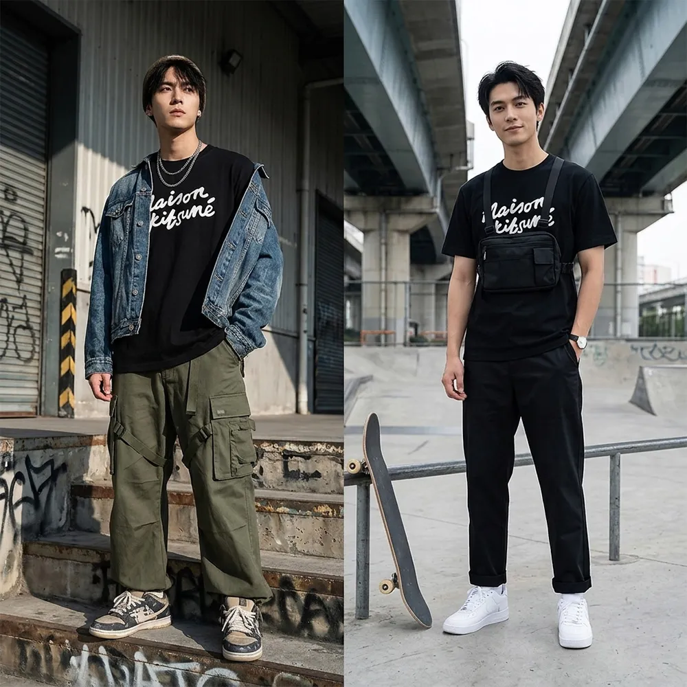 【Maison Kitsune】Maison Kitsun☆ 純棉手寫風格短袖T恤(黑x白/男款)