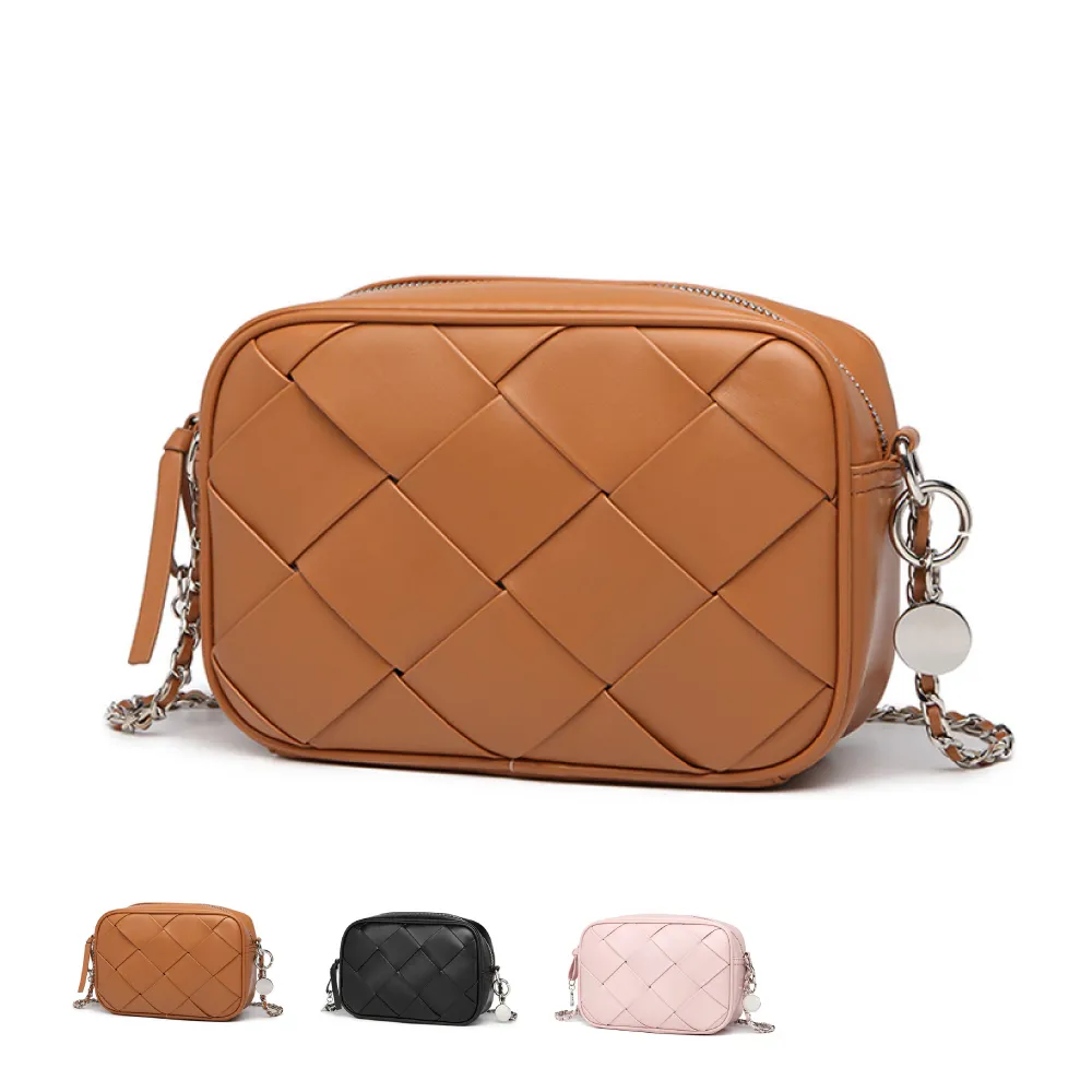 【Rosse Bags】經典時尚鍊條編織方包(現+預  黑色／粉色／棕色)