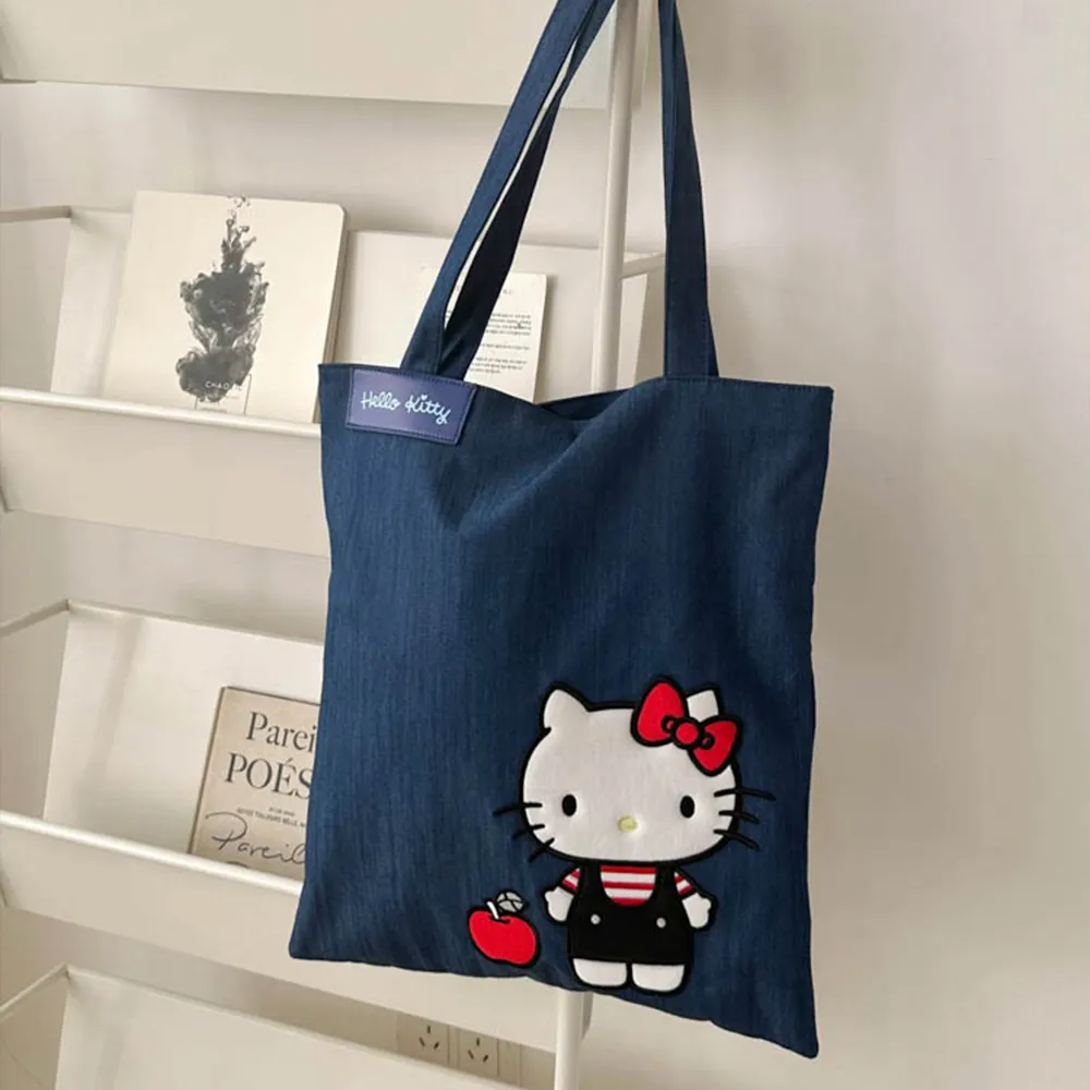 【SANRIO 三麗鷗】雙11 三麗鷗牛仔帆布補習袋手提袋單肩包 可裝A4(酷洛米/大耳狗/美樂蒂/凱蒂貓