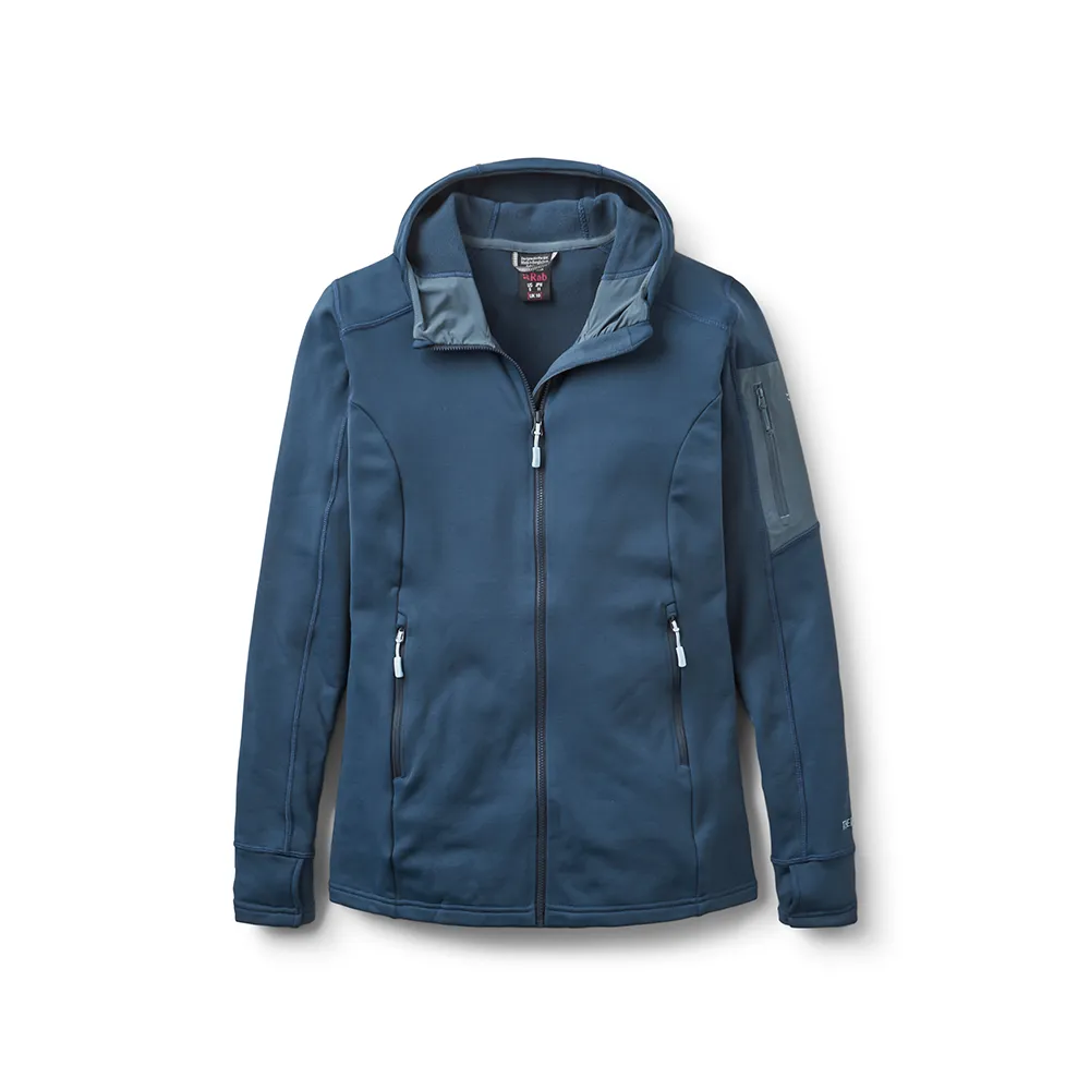 【RAB】Modulus Hoody Women 快乾排汗彈性保暖連帽外套 女款 暴風藍 #QFG16