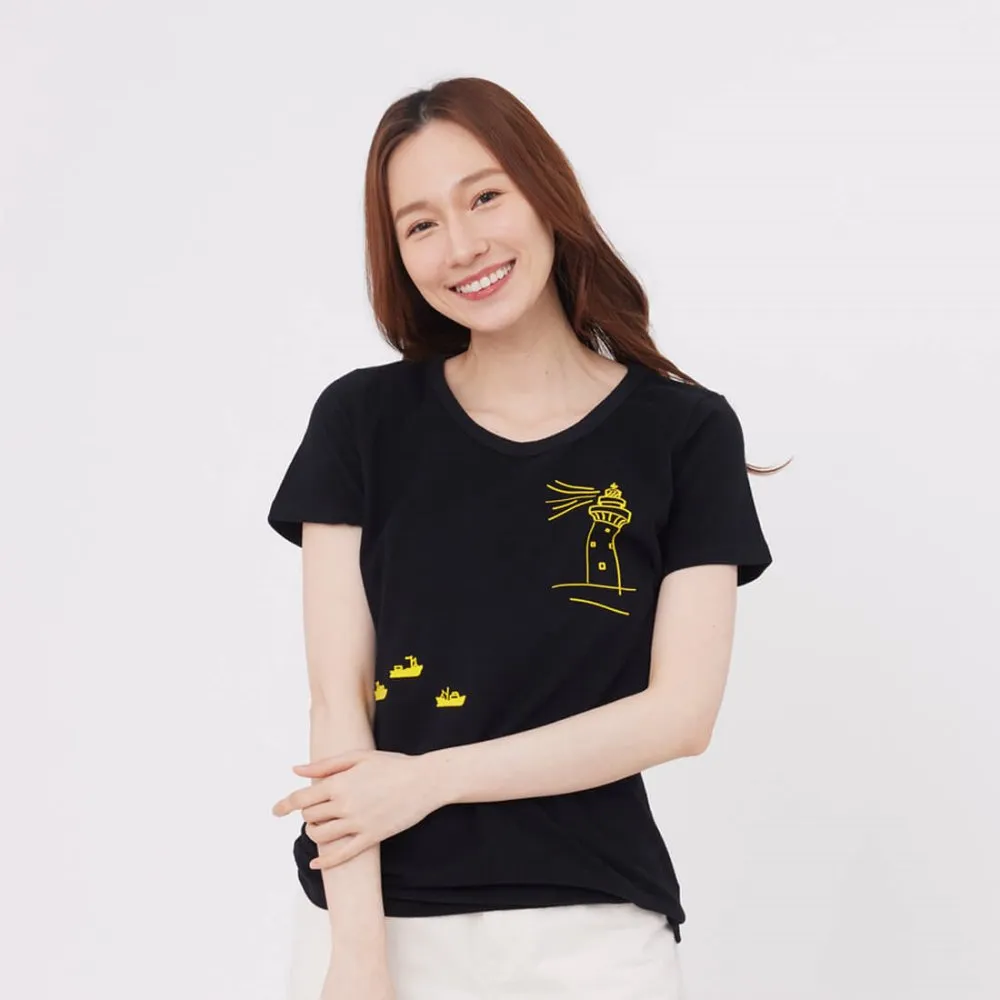 【so that’s me 好我】燈塔圓領短袖蜜桃棉女T(黑)