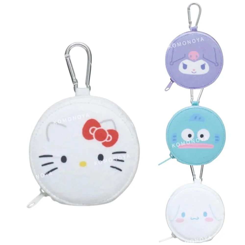 【小禮堂】雙11 Sanrio 三麗鷗 圓形扣環零錢包 大臉款 Kitty 酷洛米 大耳狗 人魚漢頓(平輸品)