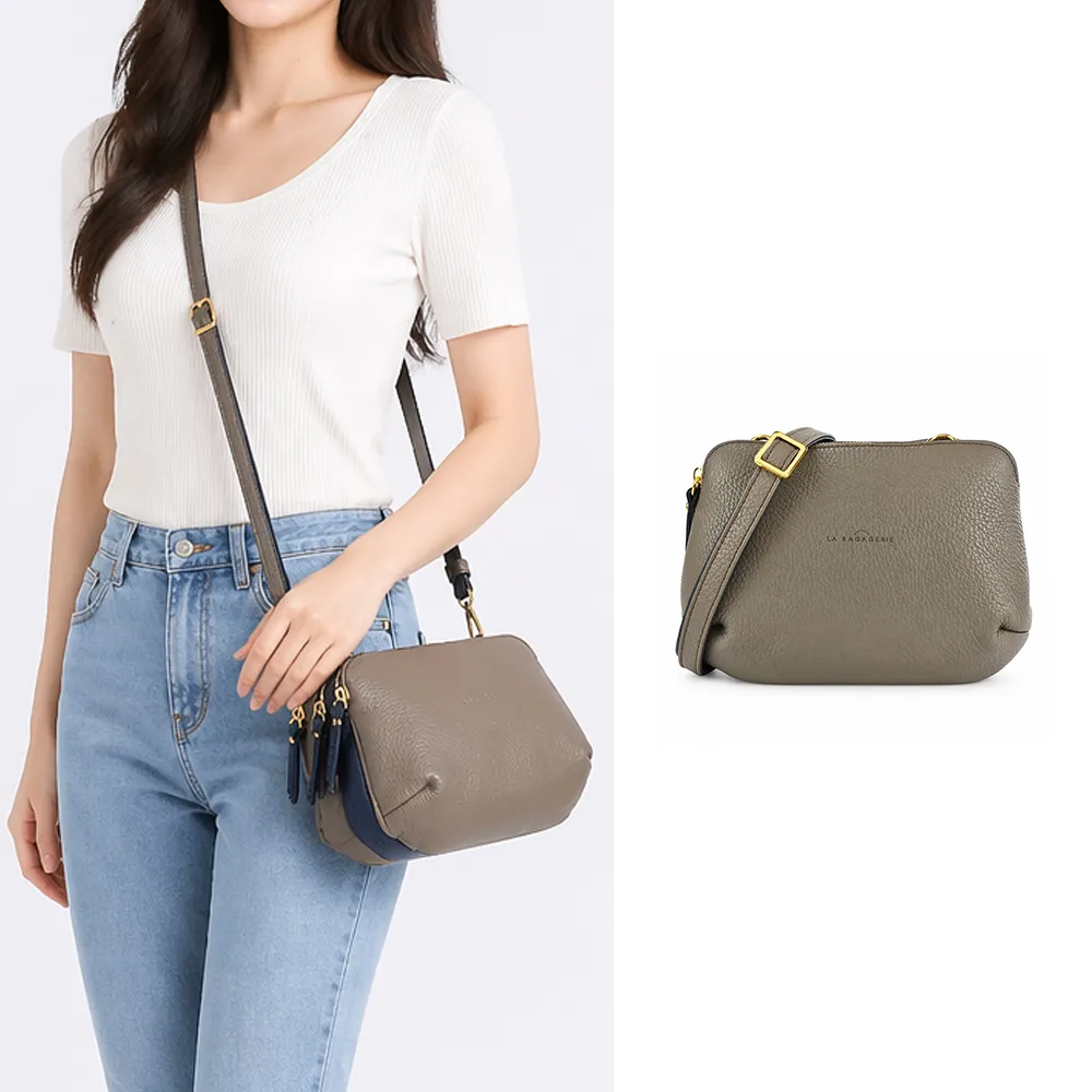 【LA BAGAGERIE】Marie Louise系列三層斜背包(大象灰)
