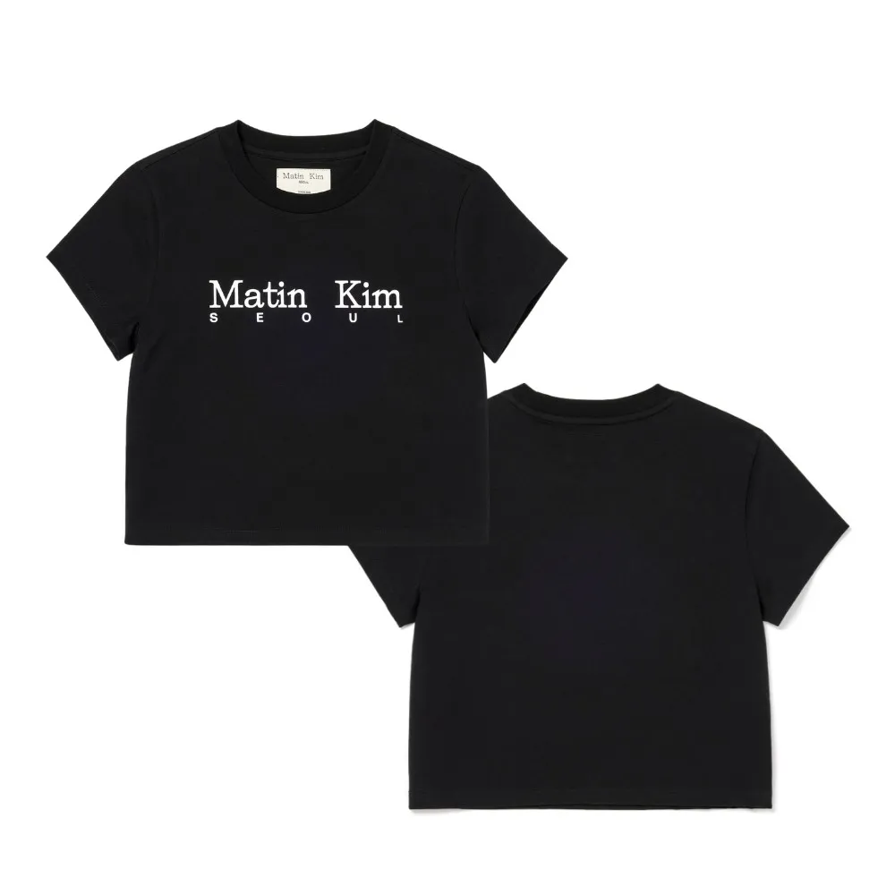【MATIN KIM】官方旗艦 首爾LOGO短版T恤 女款 女上衣(黑色)