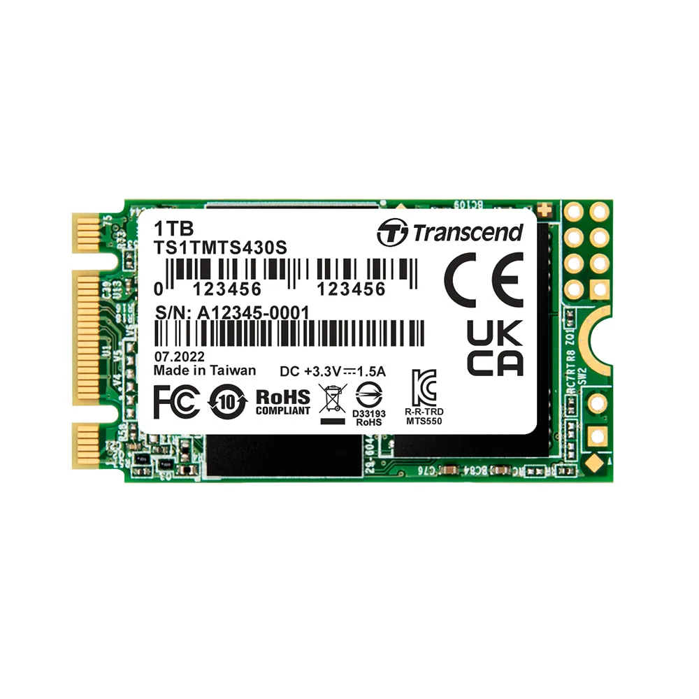 【Transcend 創見】MTS430S 1TB M.2 2242 SATA III SSD固態硬碟(TS1TMTS430S 新舊包裝隨機出貨)