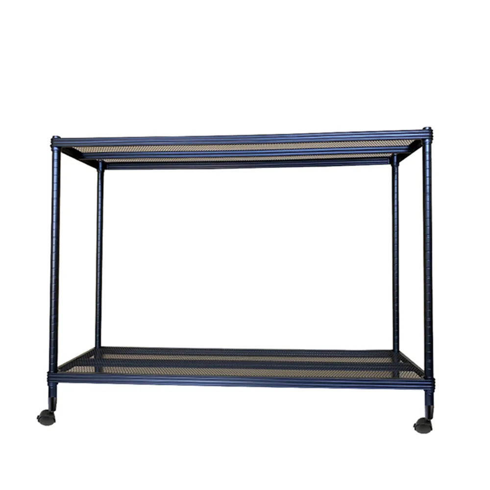 【菁炭元素】MIT耐用烤漆二層架-附輪子 35x122x96cm(收納架 置物架 烤漆 菱格 鞋架 輪子 衣櫃)