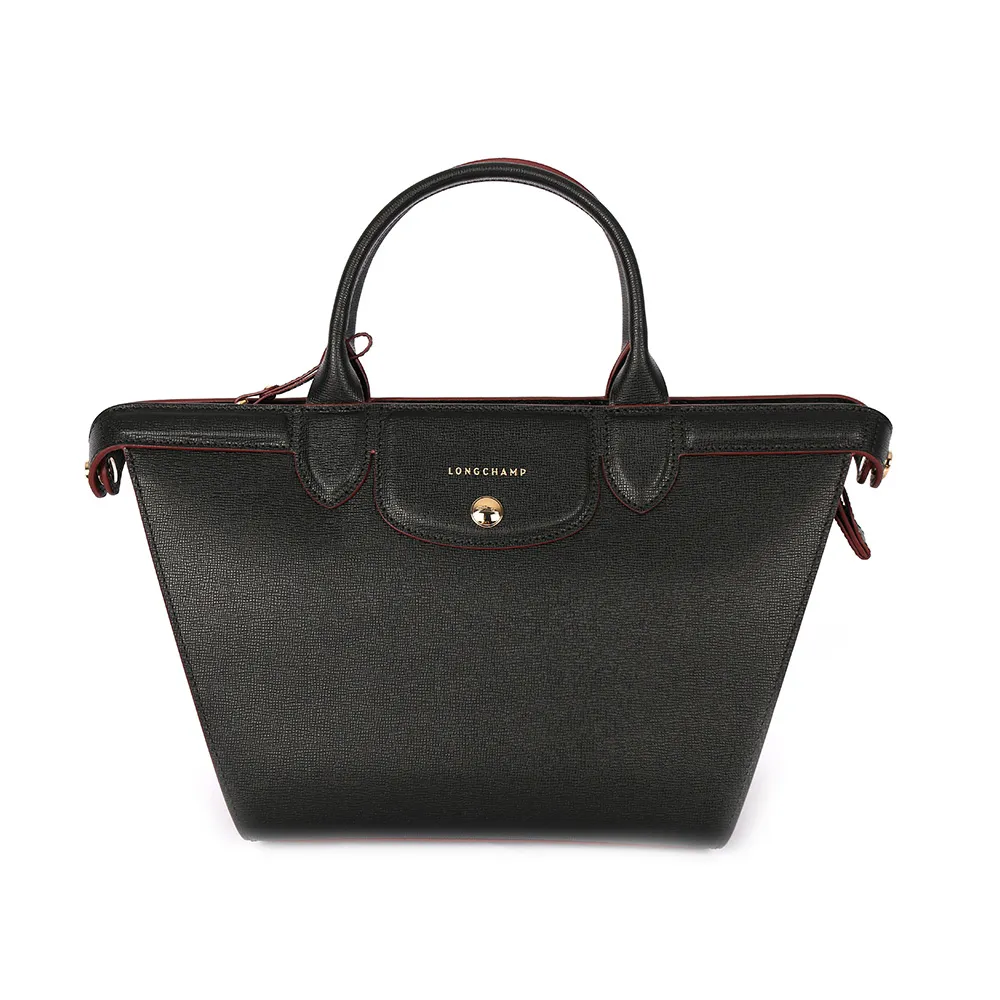 【LONGCHAMP】硬殼牛皮水餃二用包(黑色)