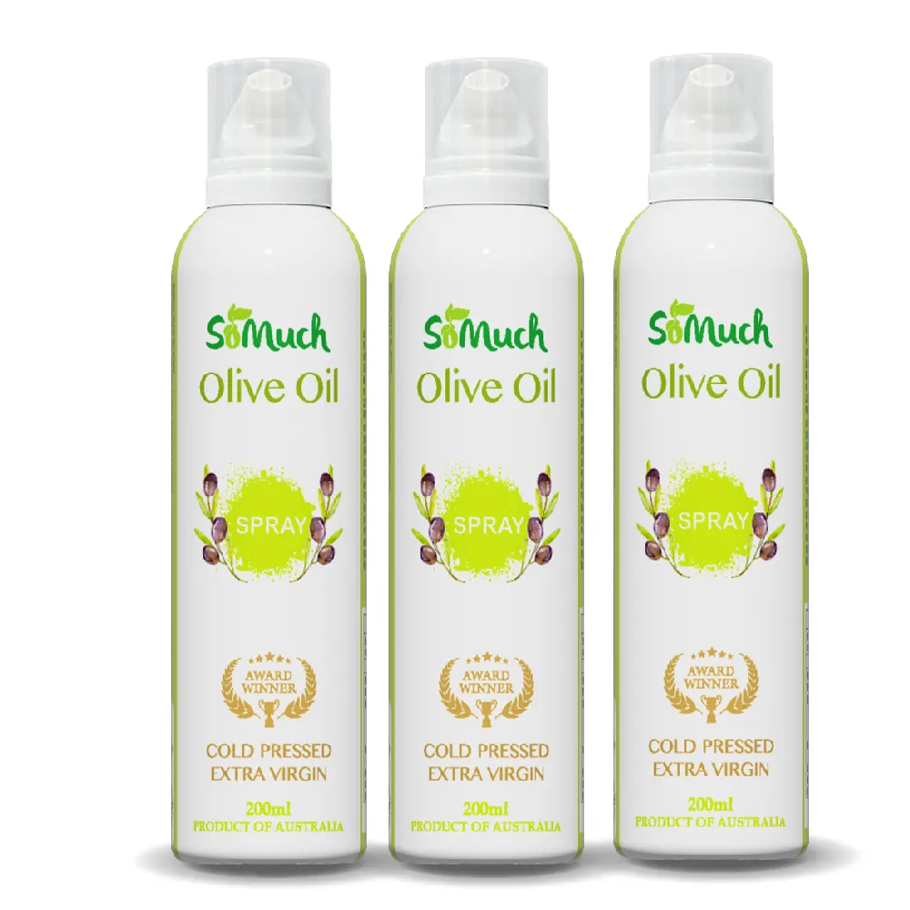 【壽滿趣】Somuch 澳洲頂級冷壓初榨橄欖油噴霧/噴油瓶-200mlx3(可生飲/低溫冷壓)