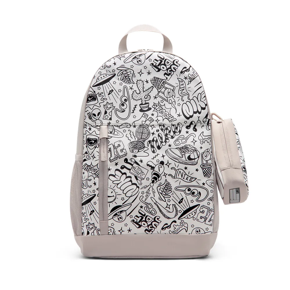 【NIKE 耐吉】Y Nk Elemental Bkpk-Paper 後背包 白黑色 童款 書包 滿版印花 IM2515-211