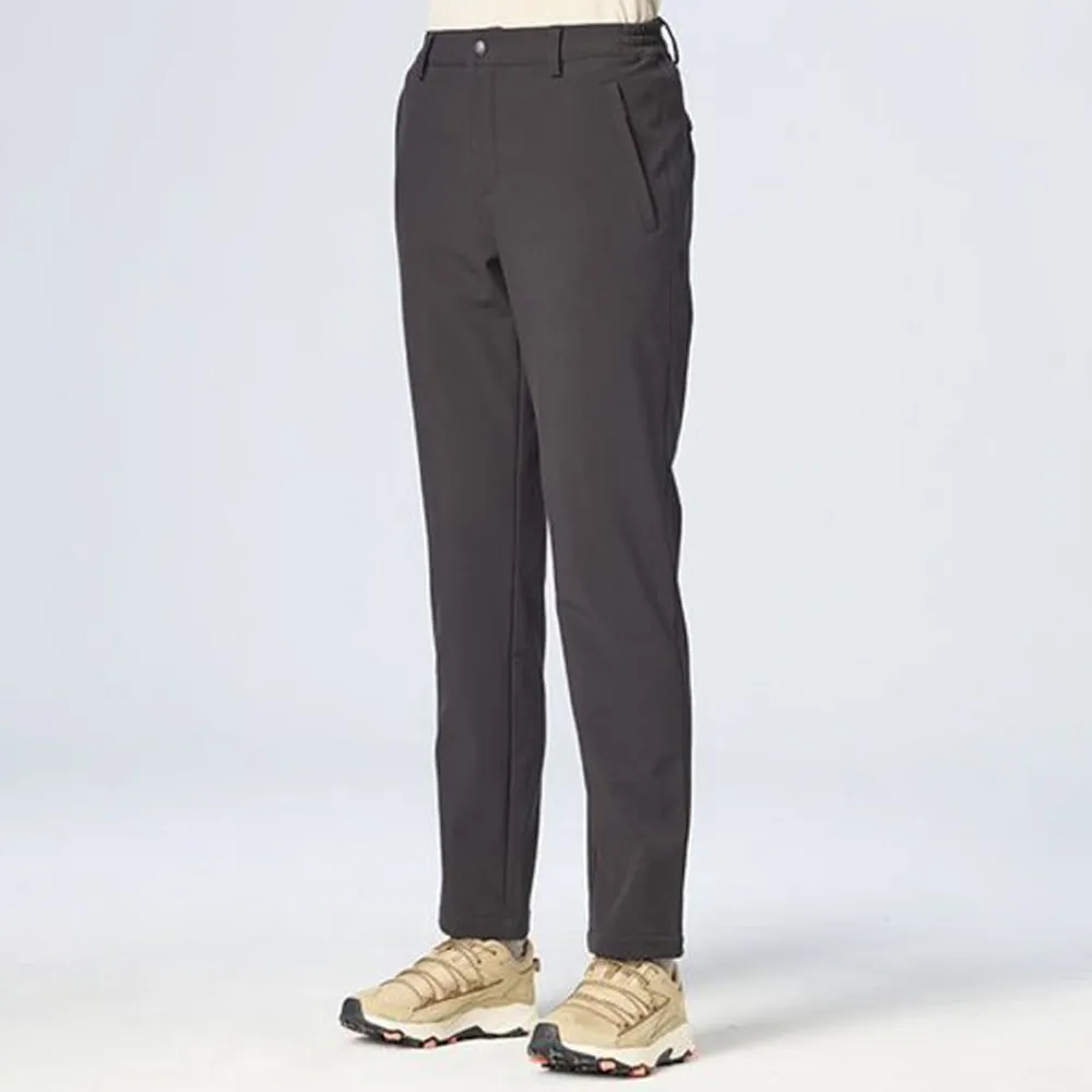 【Wildland 荒野】女 Softshell 彈性防潑防風透氣軟殼保暖長褲(3L).內刷毛機能工作休閒褲/ W2337-54 黑色