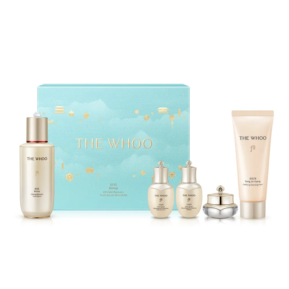 【WHOO 后】官方直營 重生秘帖NAD青春加量禮盒(秘帖90ml+水25ml+乳25ml+霜10ml+洗顏乳100ml)