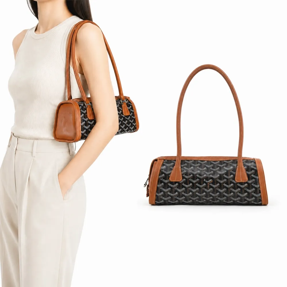 【GOYARD 高雅德】BONBONNIERE 塗料帆布法棍包-棕
