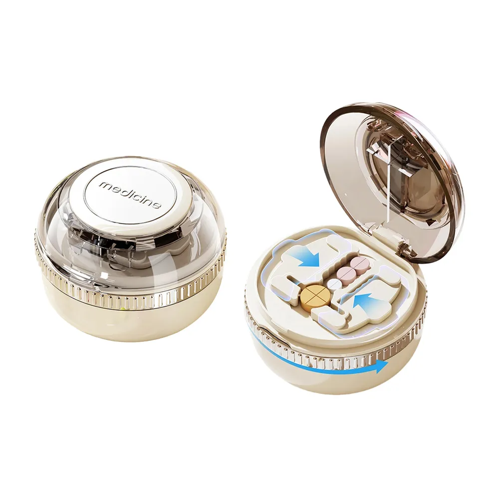 【Homa】日式1/2+1/4切藥片器 多功能便攜藥品收納盒 藥品切藥分裝盒(隨身藥盒/外出藥盒/藥片分割器)