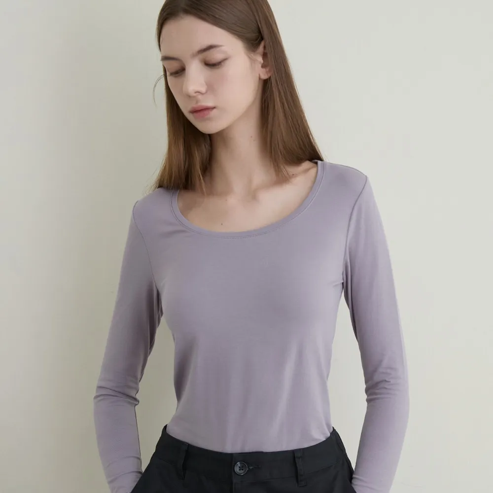 【GIORDANO 佐丹奴】女裝圓領極暖衣 G-WARMER系列(33 極簡灰紫)