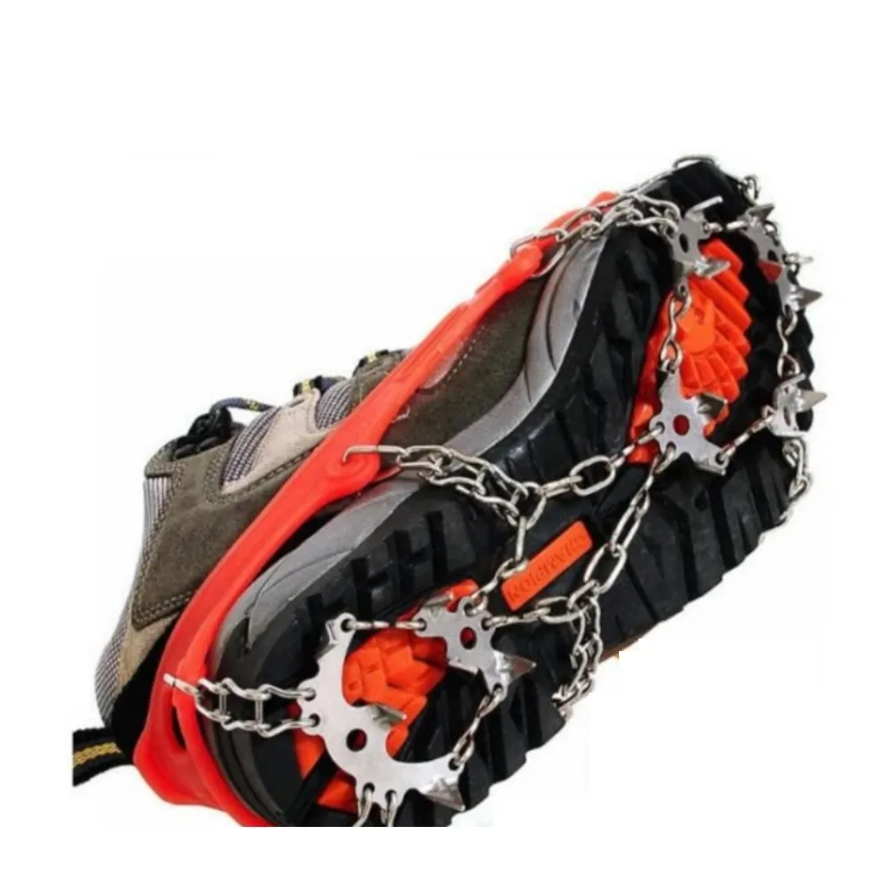【May Shop】430不銹鋼矽膠18齒冰爪焊接雪地徒步登山鞋釘攀十八齒冰防滑鞋套