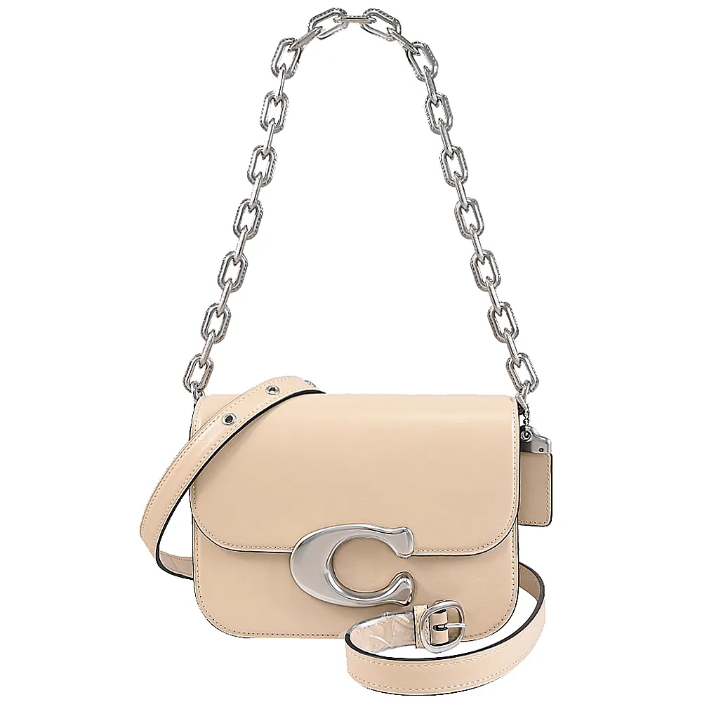 【COACH】IDOL 簡約經典C LOGO翻蓋粗鏈帶兩用包(淺褐)