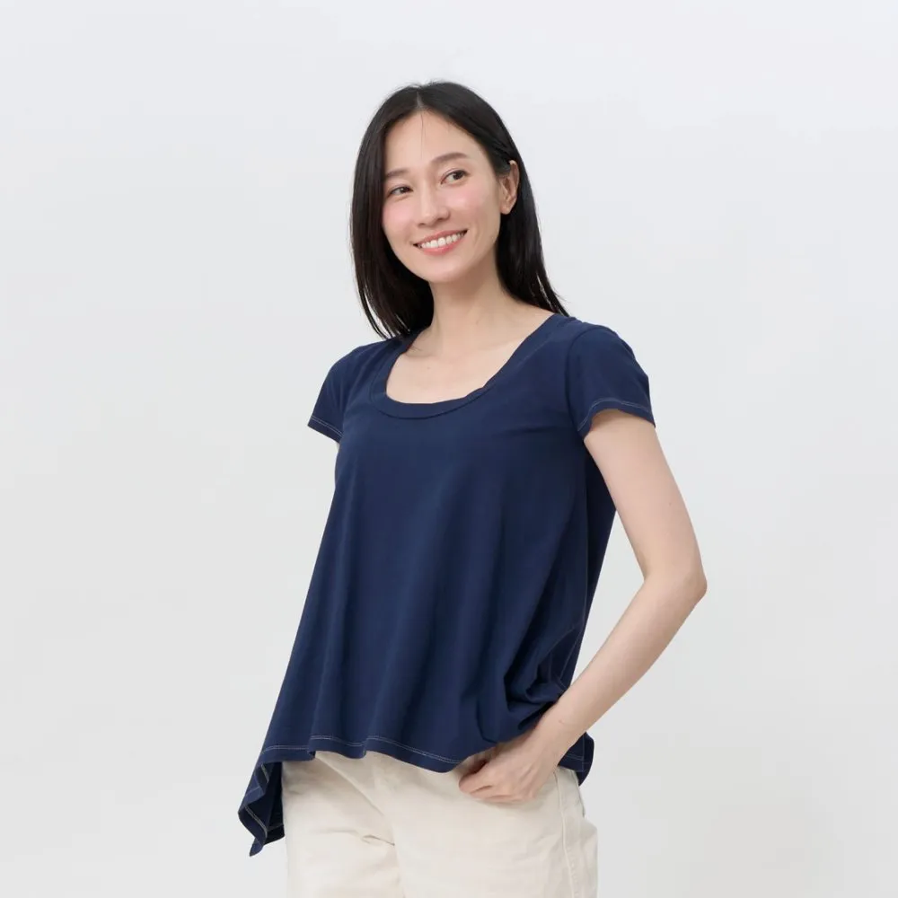 【so that’s me 好我】素面純棉大圓領短袖傘襬女TEE 單寧藍