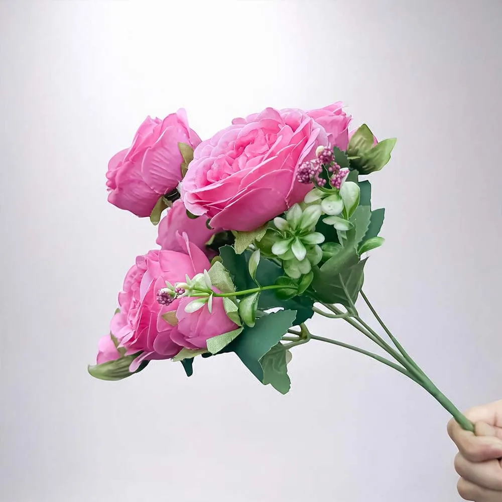 【Floral M】花中之王牡丹花豔麗粉仿真花花材1入組(人造花/仿真花/假花/花藝DIY/裝飾花材)