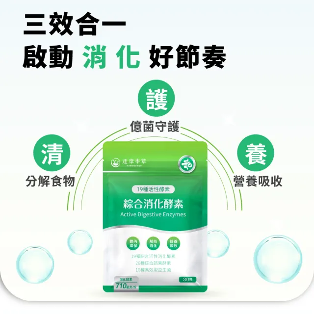 【達摩本草】綜合消化酵素植物膠囊6入組(30顆/包、啟動消化、輕鬆分解每一餐、維持消化道機能)