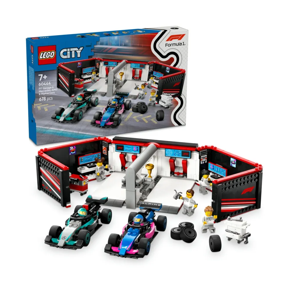 【LEGO 樂高】城市系列 60444 F1車庫和 Mercedes-AMG 與 Alpine 汽車(Formula1 賓士 禮物)