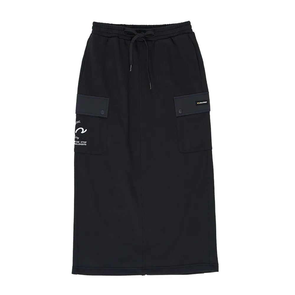 【5th STREET】雙11 女裝 長裙 工裝長裙 工裝裙 黑色(980040)