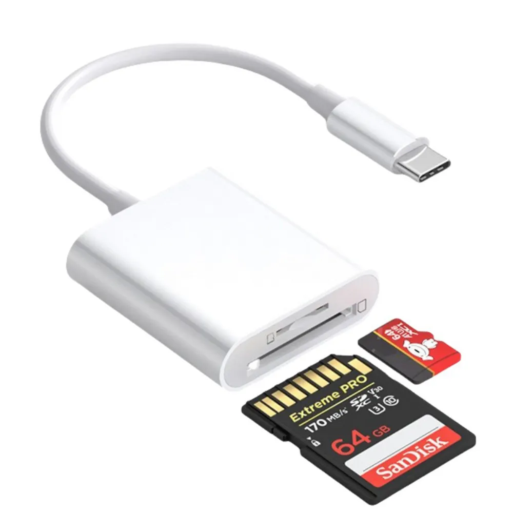 USB-C Type-C轉SD+TF Lightning轉SD+TF記憶卡讀卡器(SD+TF記憶卡讀卡轉接頭轉接線轉接頭)