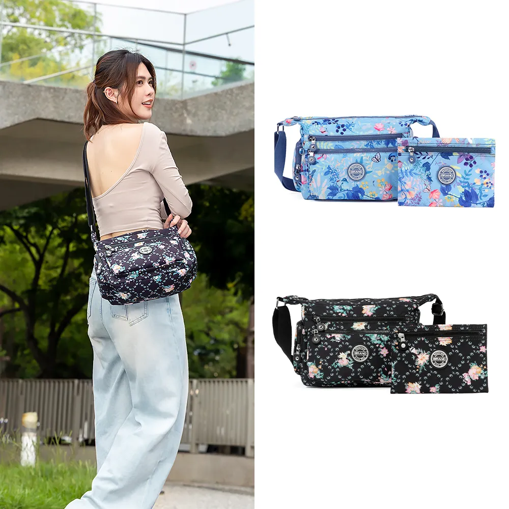 【iBrand】雙11 輕盈防潑水多口袋側背斜背包(防水包 多色任選)
