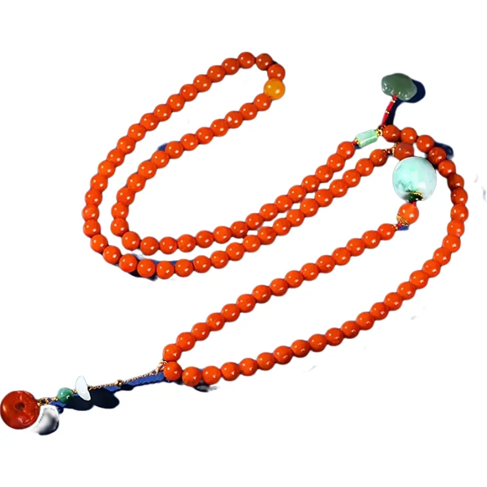 【巴黎精品】現貨+預購 南紅項鍊翡翠吊墜(108顆7.5mm串珠毛衣鍊女飾品p1ax9)
