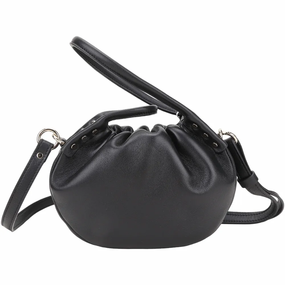 【ZANELLATO】Nanai 迷你款 小羊皮提柄交織手腕 斜背包-黑色