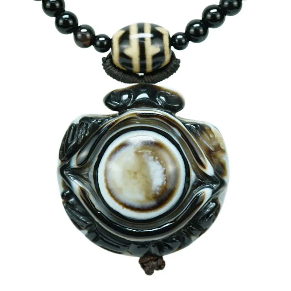 【藏珠家】精品38mm財咒兩眼天眼天珠項鍊