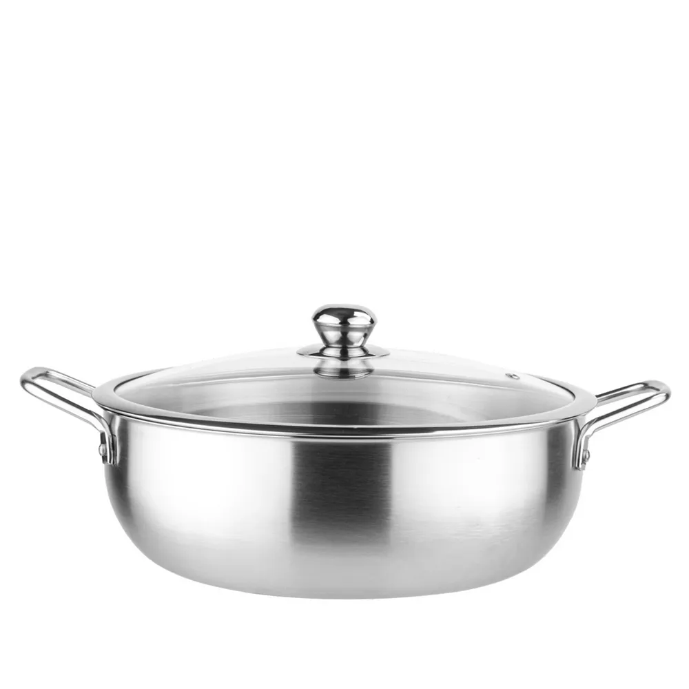 【Chieh Pao 潔豹】304不鏽鋼炸煮通用鍋 28CM 4.0L(強化玻璃蓋 火鍋 湯鍋)