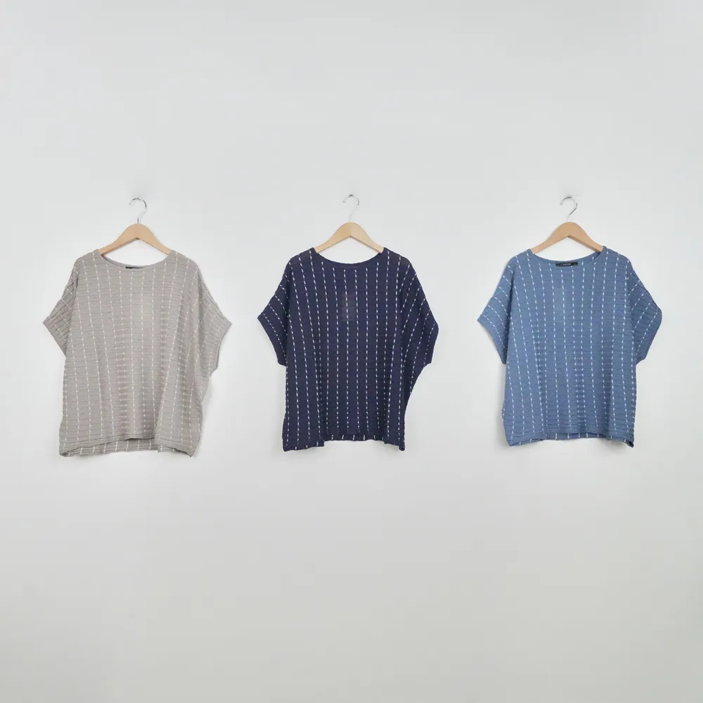 【MASTINA】虛線流動休閒針織衫(藍 深藍 卡/魅力商品)