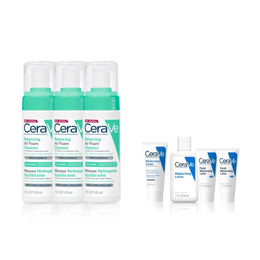 【CeraVe 適樂膚】搶先上市★三入組★油水雙衡修護潔顏慕絲 148ml