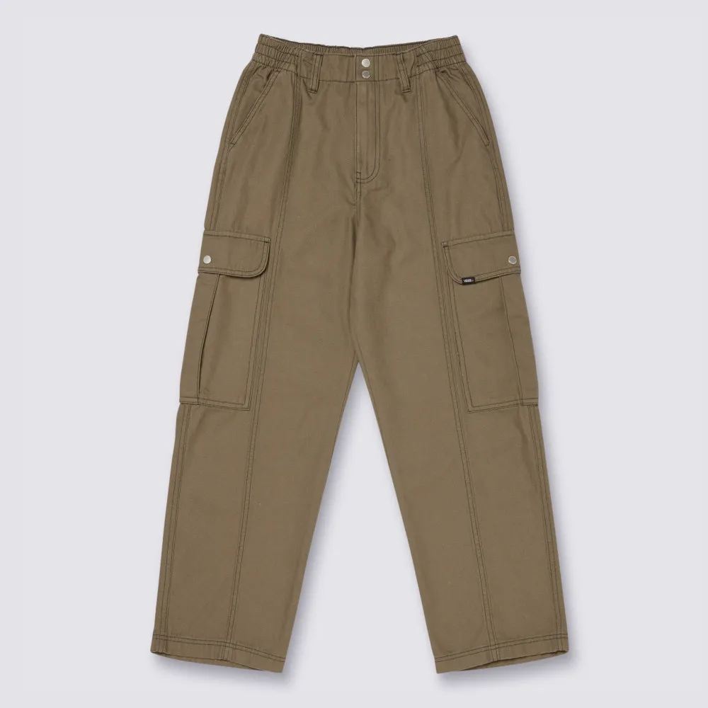 【VANS】官方旗艦 6oz Canvas Sidewalk 女款卡其色工裝長褲
