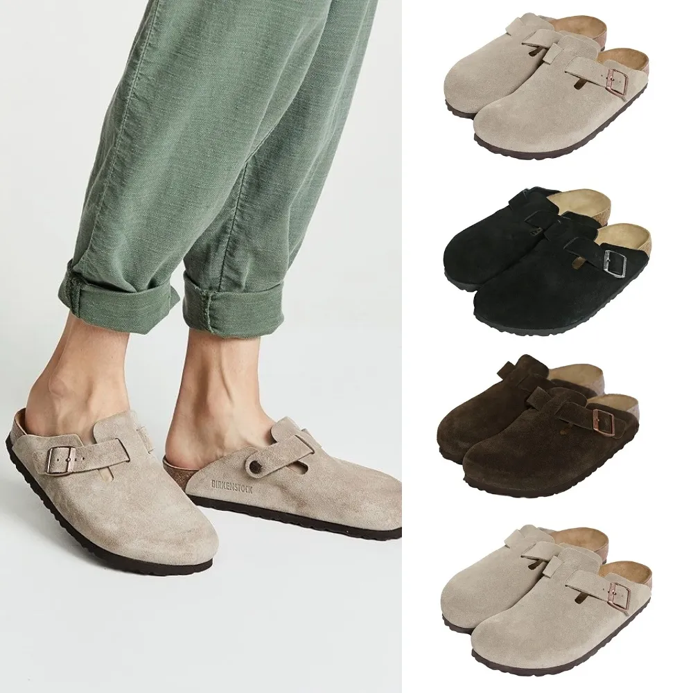 【BIRKENSTOCK 勃肯】Boston 麂皮半包拖鞋 男女 一般寬真皮波士頓 經典懶人鞋 反毛皮穆勒鞋 軟木休閒涼鞋