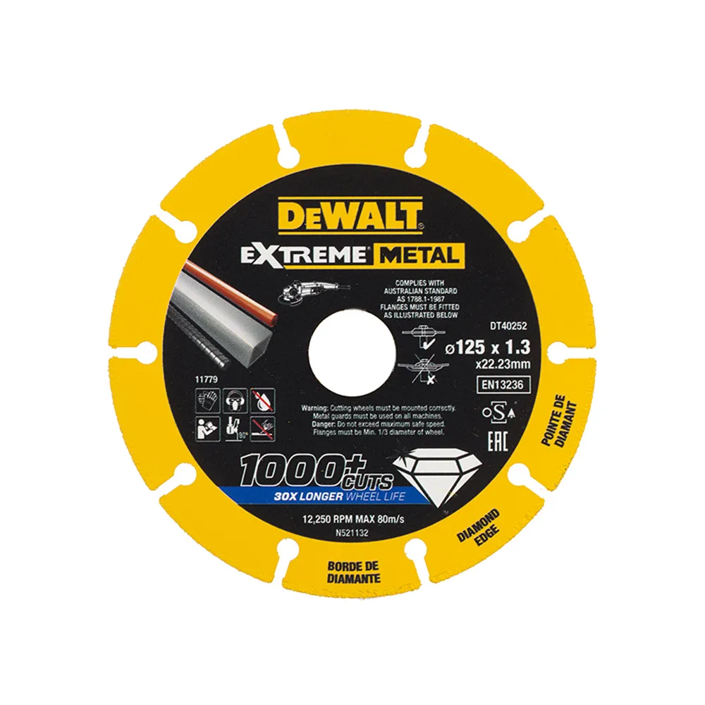 【DEWALT 得偉】EXTREME METAL超強鑽石金屬鋸片125x22.23x1.3mm(DT40252-QZ)