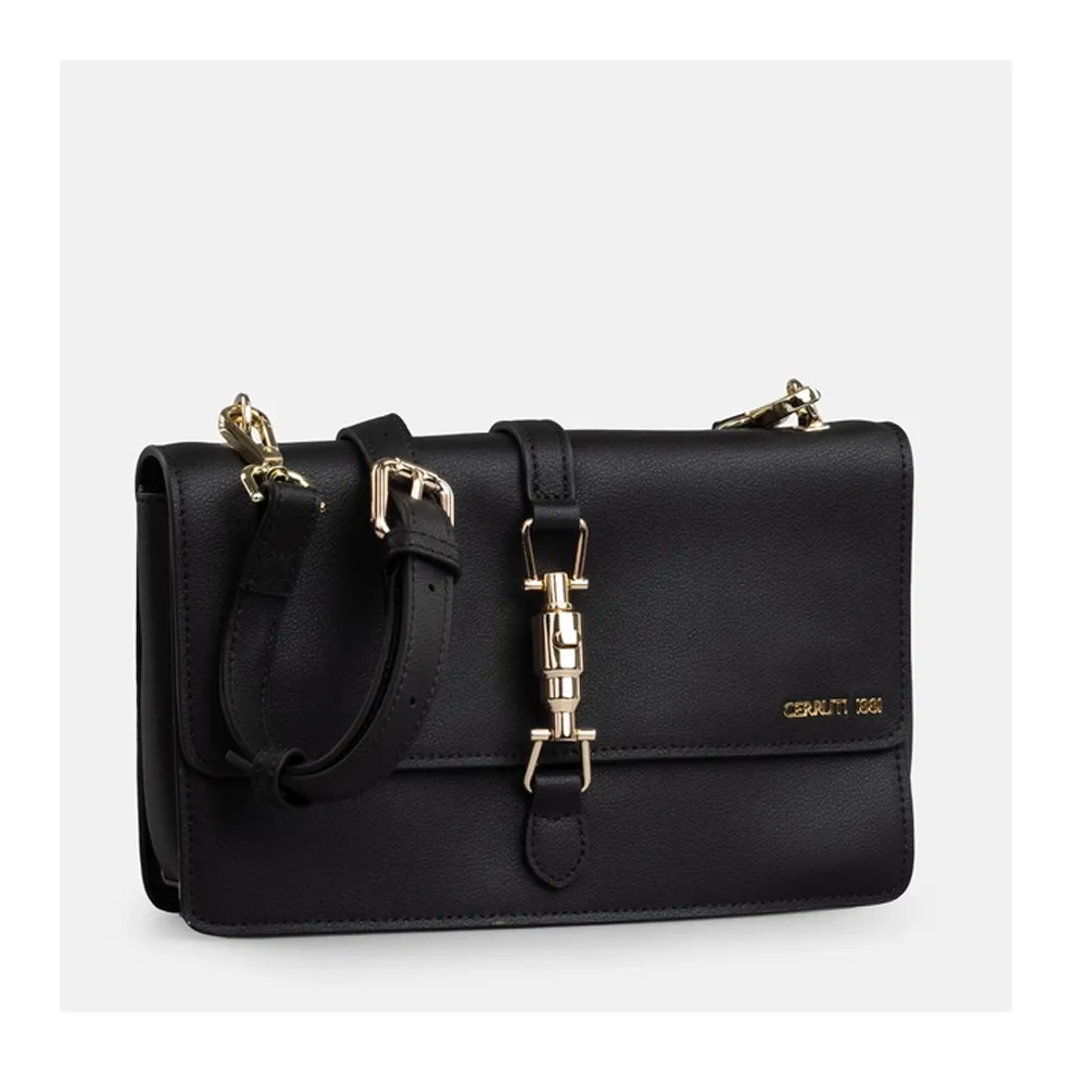 【Cerruti 1881】義大利原裝進口 頂級小牛皮手提包/肩背包 CEBA05579M(黑色)