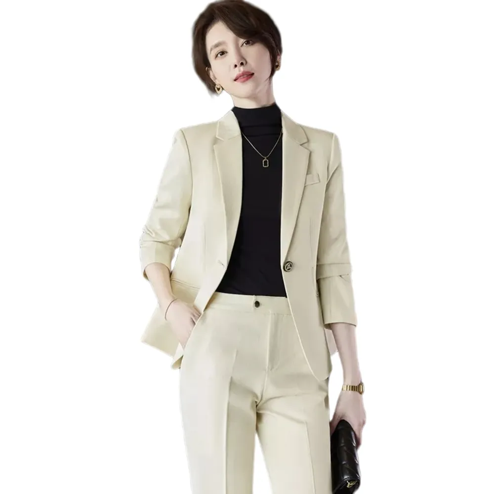 【米蘭精品】現貨+預購 西裝套裝兩件套(經典修身外套長褲女職業西裝3色74ct59)