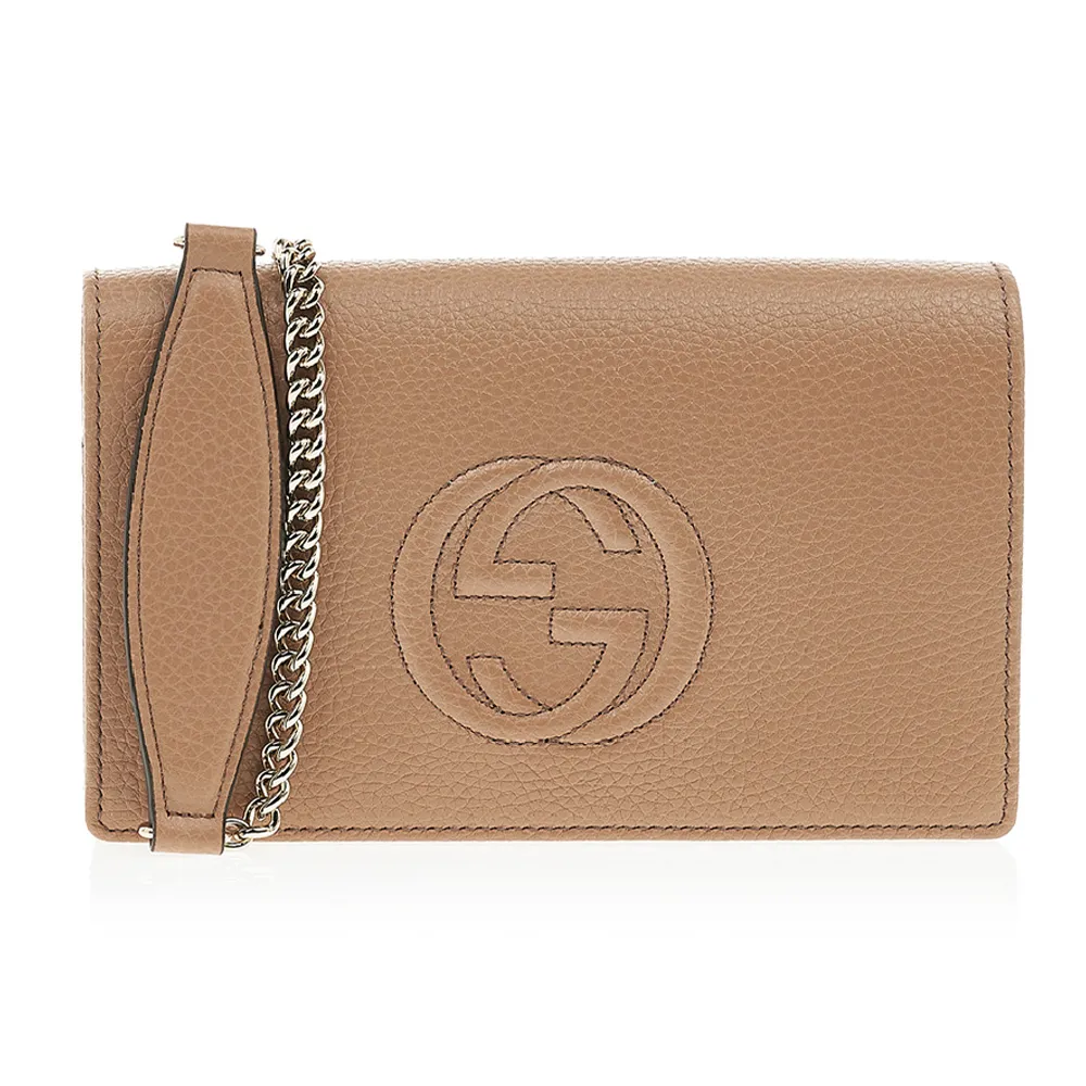 【GUCCI 古馳】598211 經典SOHO鍊帶WOC手拿/斜背兩用包(膚色)