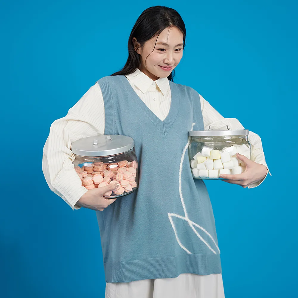 【gozo】桃子毛毛線條V領長版背心(兩色)