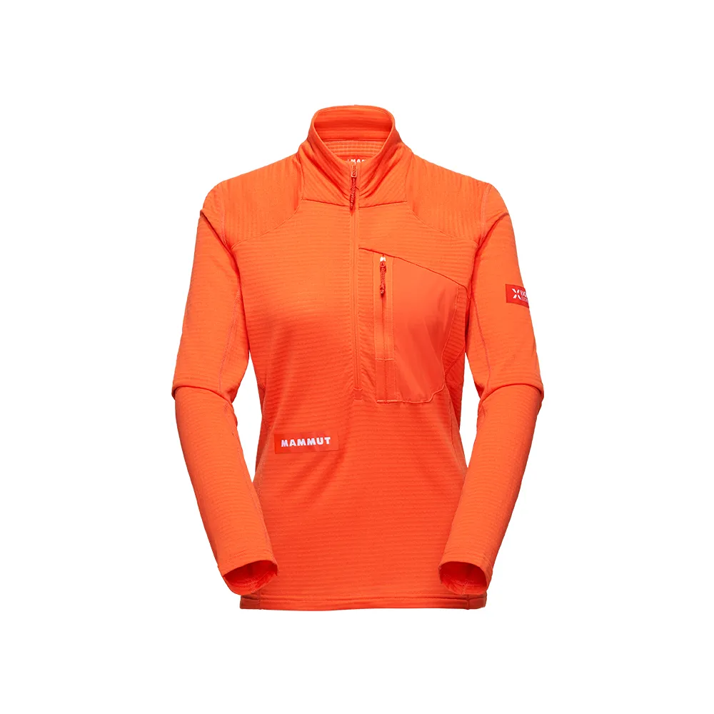 【Mammut 長毛象】Eiger Nordwand Advanced FL 極限艾格立領保暖半拉排汗衣  艾格橘 女款 #1016-01780